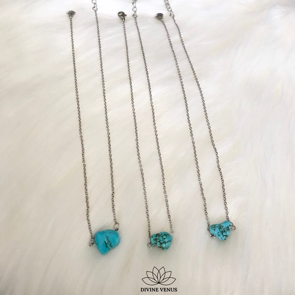 Genuine Turquoise Dainty Stainless Steel Choker - Picture 5 of 8